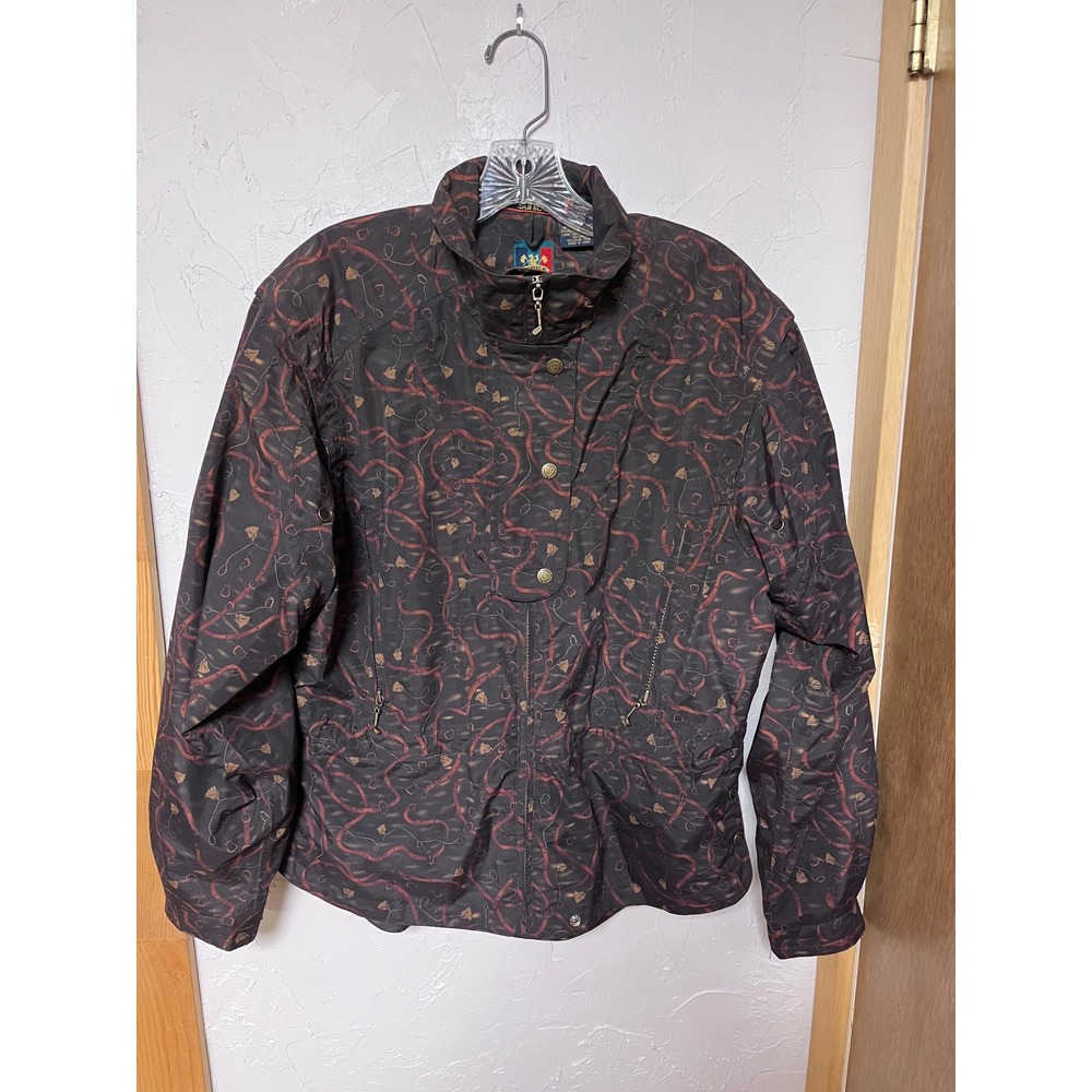 Sunice Vintage Womens Equestrian Print Golf Windbreaker Jacket Navy 
Sz‎ S